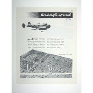 Vintage 1944 Beechcraft At Work Advertisement Print Wichita Kansas WWII Era